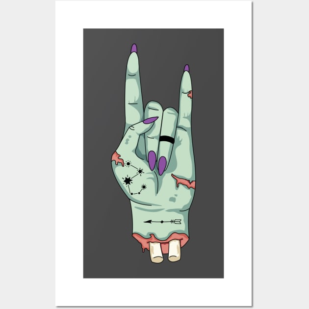 Rock on zombie hand Wall Art by maliGnom